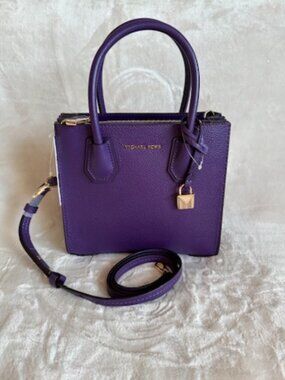 NWT! MK Michael Kors Mercer Studio Medium Messenger Leather In Ultra Violet